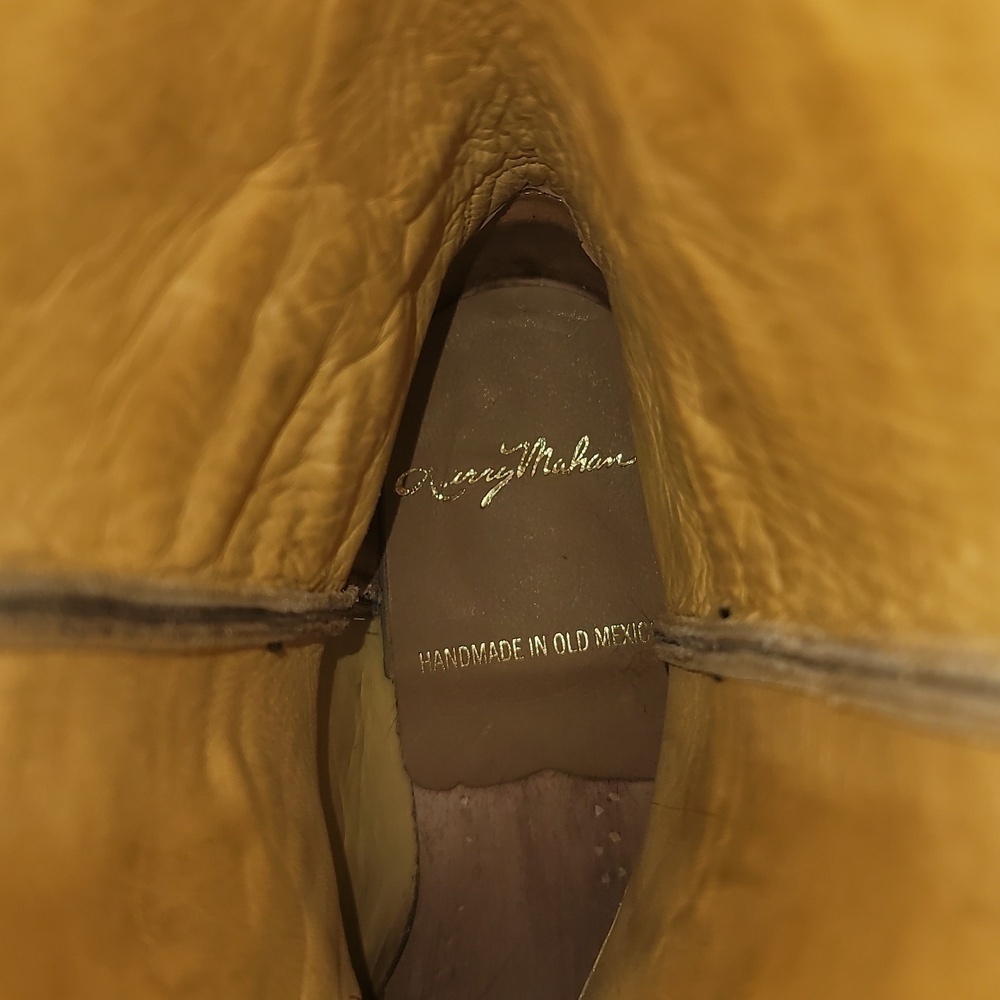 Larry Mahan Vintage Leather Tan Taupe Western Cowboy Cowgirl Boots - Picture 12 of 13